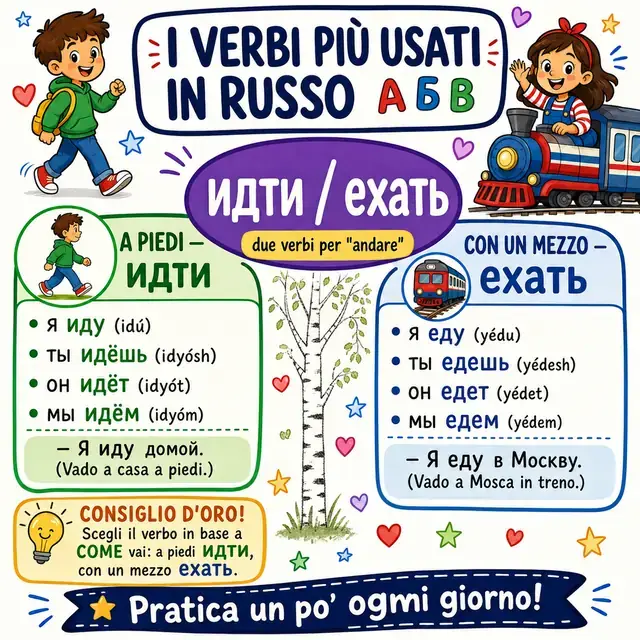 Mappa mentale: verbo идти (ANDARE)